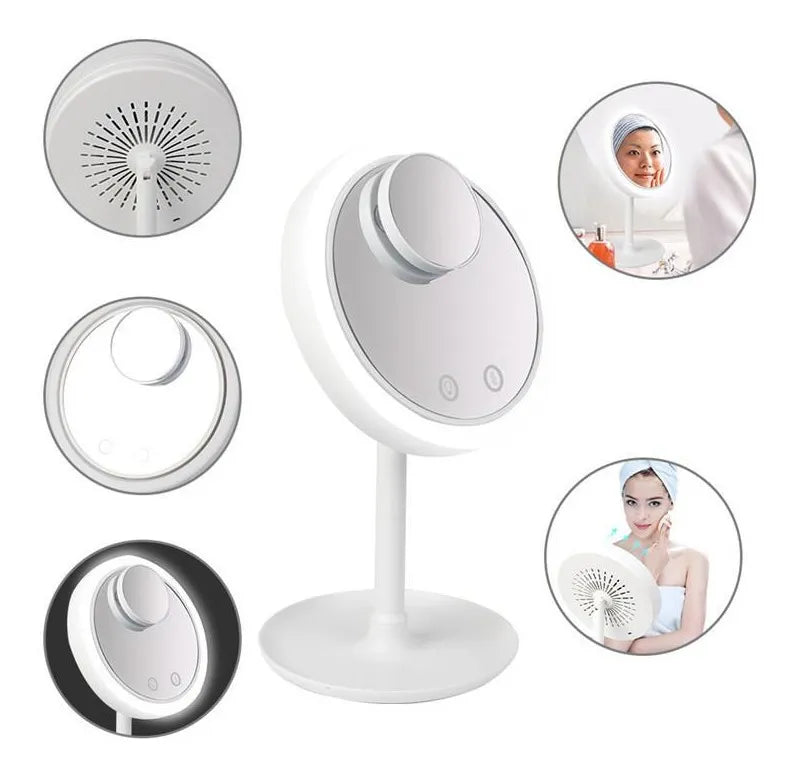 Espejo Led 3 En 1 Con Luz Led + Lupa 5x